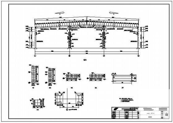 三联跨门式刚架结构设计CAD施工图纸 - 1