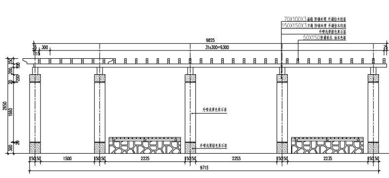“L”形方通顶廊架CAD节点详图纸设计 - 3