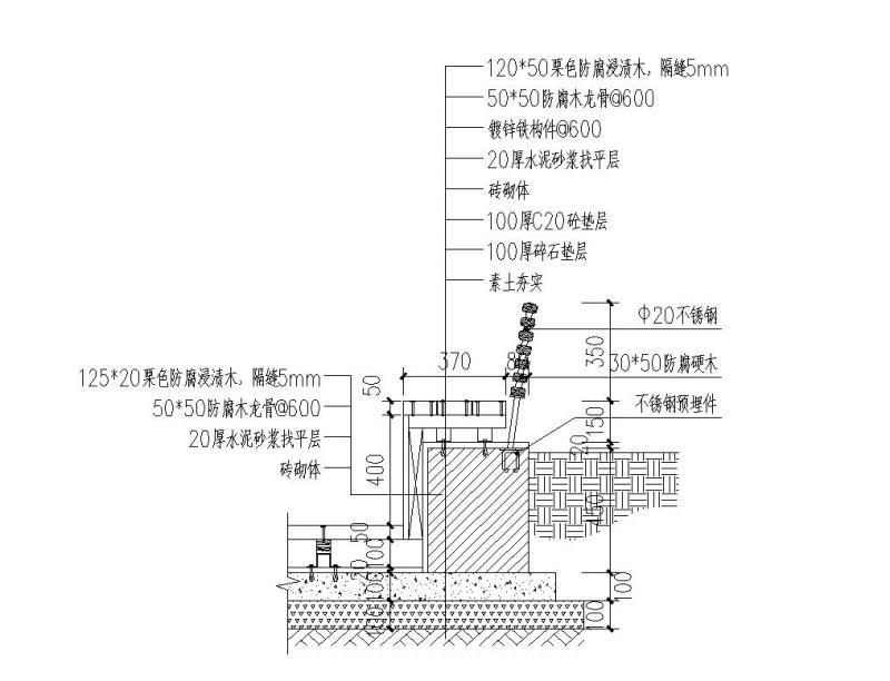 特色木平台木质坐凳靠背详图纸设计_CAD - 4