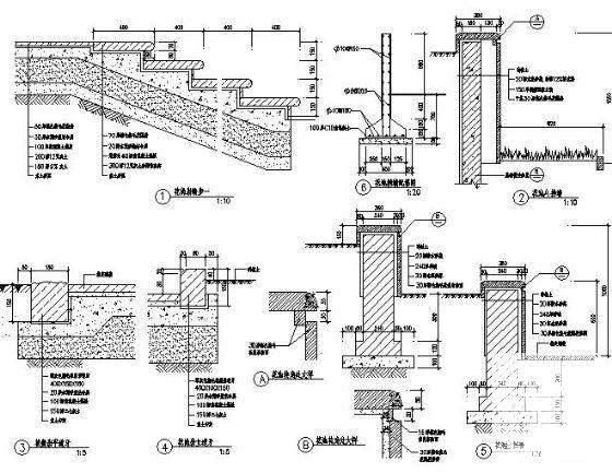 华北地区台阶、道牙做法详图纸cad - 1