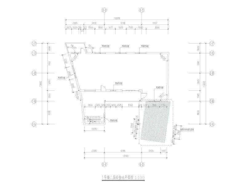 1号楼二层给排水平面图