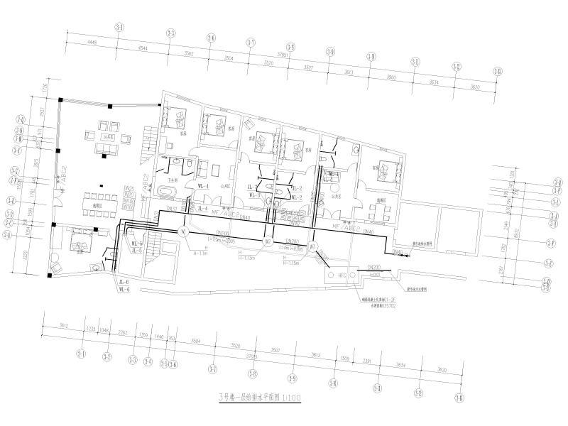 3号楼一层给排水平面图