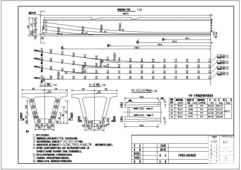 中跨预应力钢束节点构造详图纸cad - 1