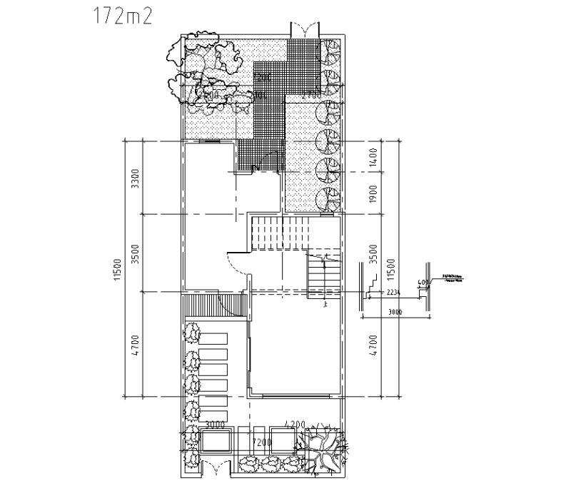 山地别墅联排北露台172平户型图设计2020 (2)