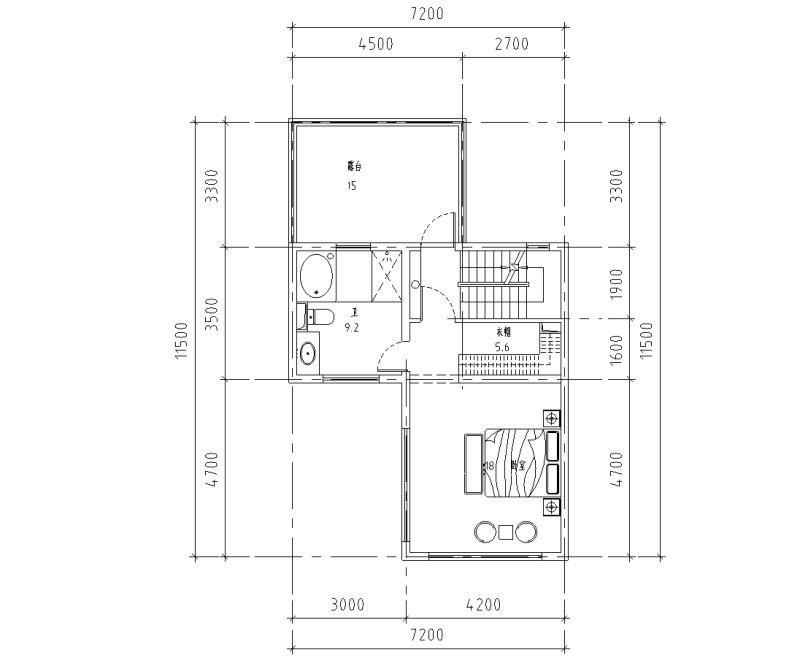 山地别墅联排北露台172平户型图设计2020 (5)