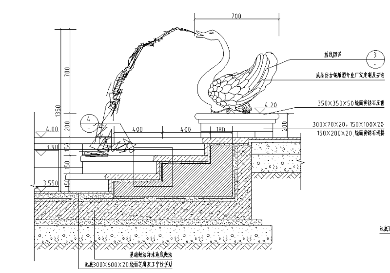 住宅小区天鹅吐水小品设计 (2)
