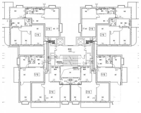 一份17层商业住宅楼项目散热器采暖系统设计CAD施工图纸（对称四户型）