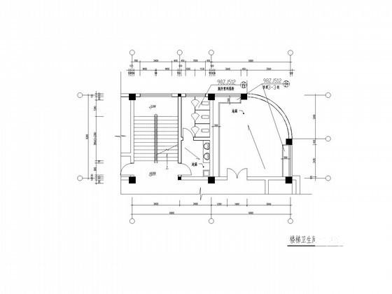 一份2层食堂楼梯卫生间平面详细设计CAD图纸
