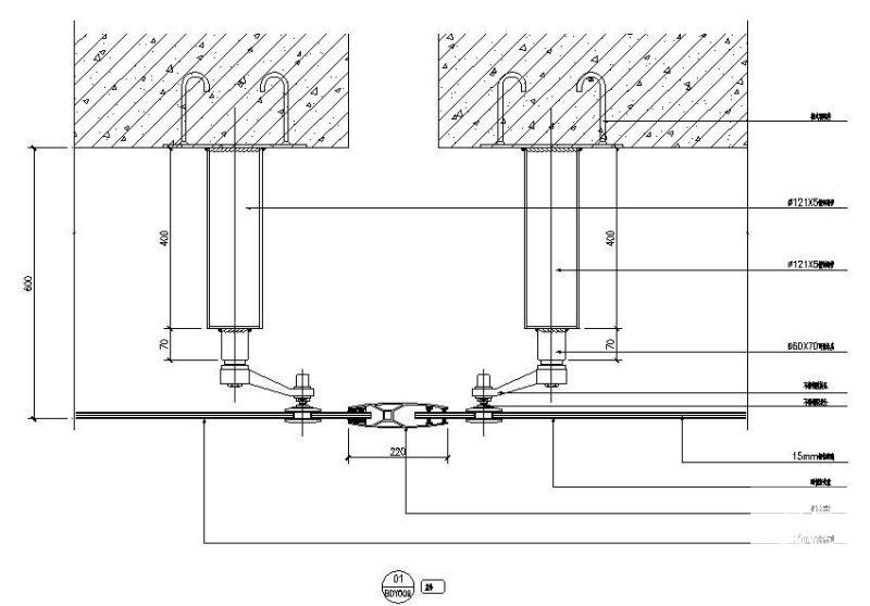 幕墙结构变形缝节点构造设计详图纸cad - 1