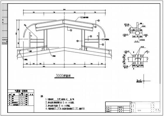 3000型气楼大样节点构造详图纸cad