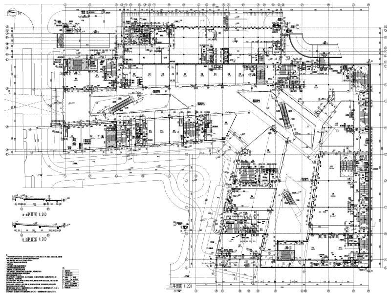 厦门地上16层高层酒店建筑施工图 一层平面图