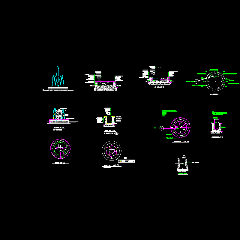 小型喷泉CAD施工图纸(dwg)