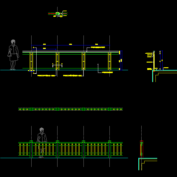 高架步道栏杆CAD详图纸(dwg)