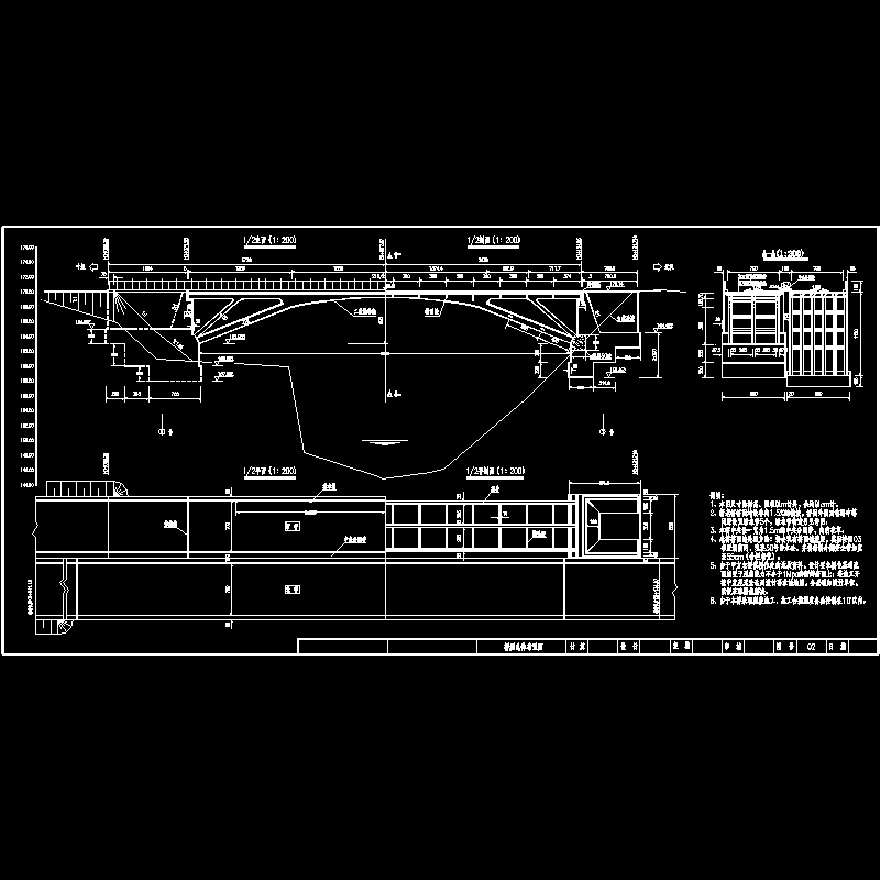 一份预应力桥桥型总体布置节点CAD详图纸设计(dwg)