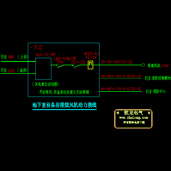 地下室设备房排烟风机动力接线.dwg