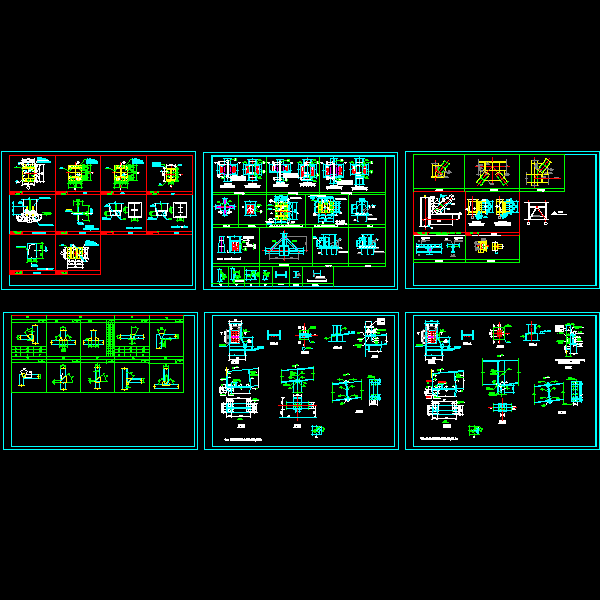 一份钢结构标准节点构造CAD详图（总共6页图纸）