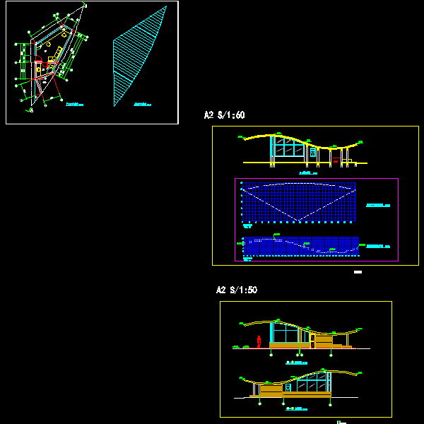 特色门卫室施工CAD详图纸(屋顶平面图)(dwg)