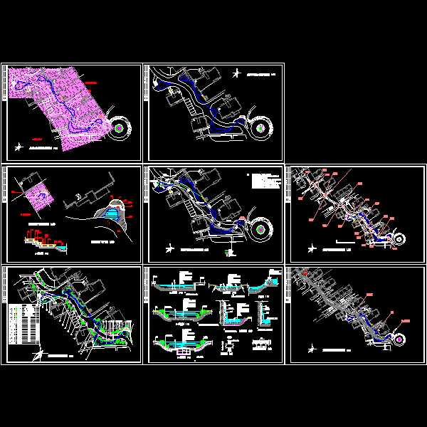 一份小区景观带水景设计CAD施工图纸