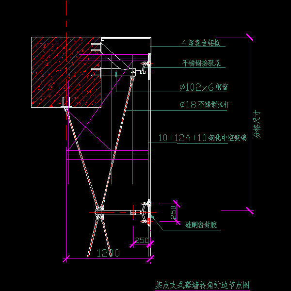 一份点支式幕墙转角封边CAD节点图纸
