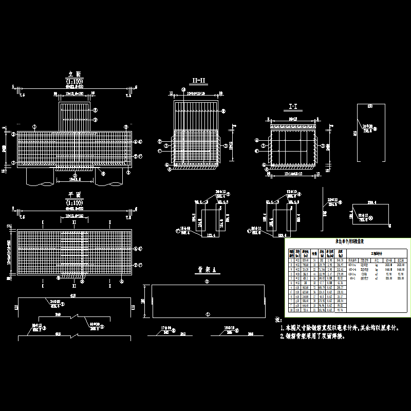 一份预应力混凝土T梁连续刚构桥台承台钢筋布置节点CAD详图纸设计(dwg)