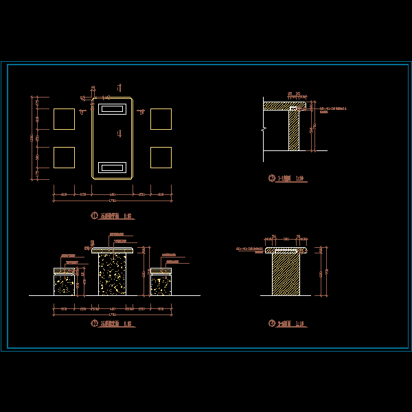 石桌凳CAD详图纸(平面图)(dwg)