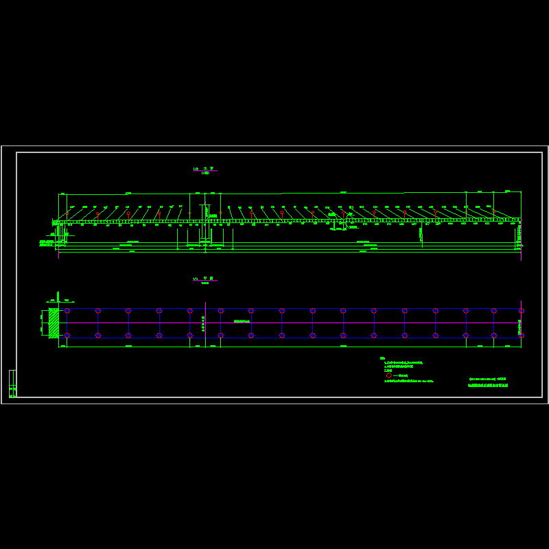 一份(50 180 618 180 50)米斜拉桥钢箱梁桥面照明纵向布置节点CAD详图纸设计(dwg)