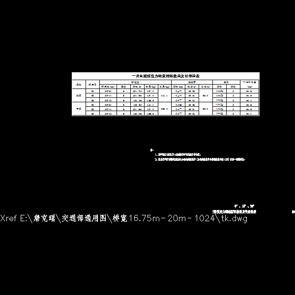 p10 t梁预应力钢束材料数量及引伸量表.dwg