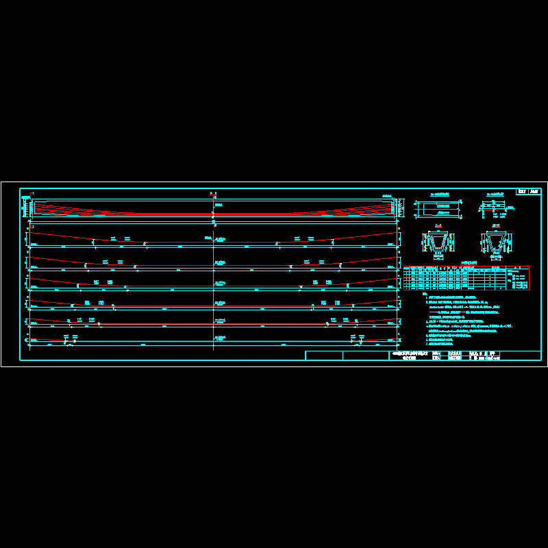 42m简支箱形组合梁中梁预应力钢束布置图.dwg