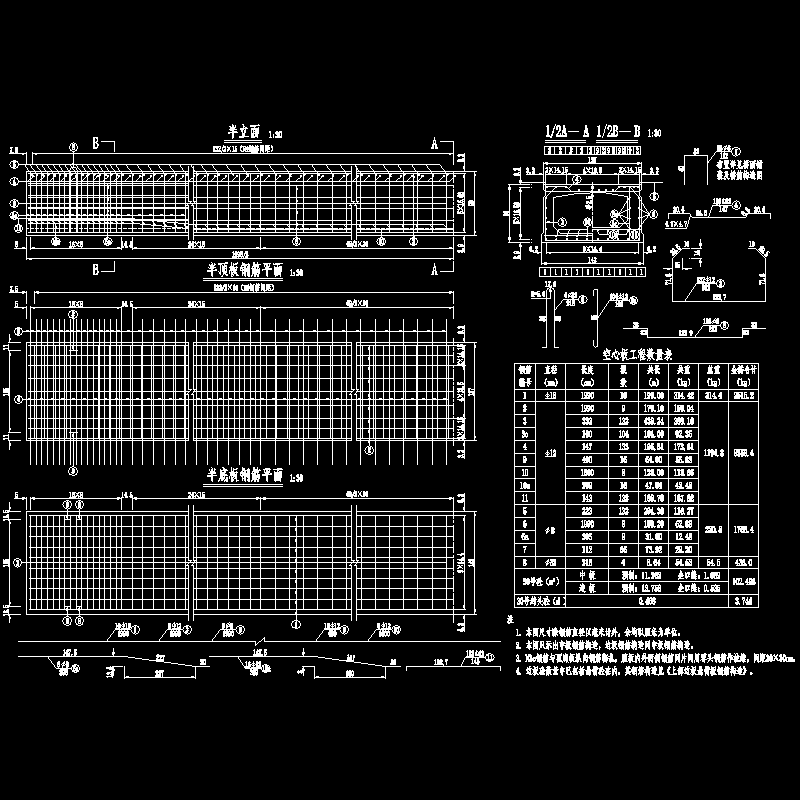 一份20米先张法预应力混凝土空心板钢筋节点CAD详图纸设计(dwg)