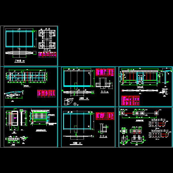 候车亭钢框架结构CAD施工图纸(民用建筑设计)(dwg)