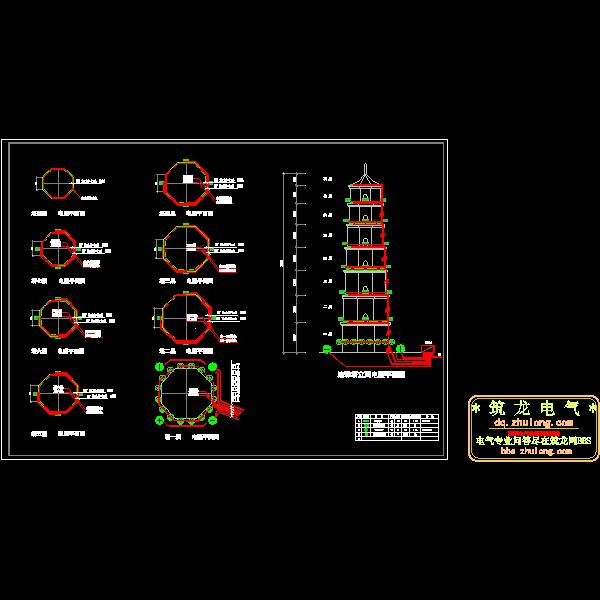 一份连珠塔电气dwg格式CAD图纸照明图纸
