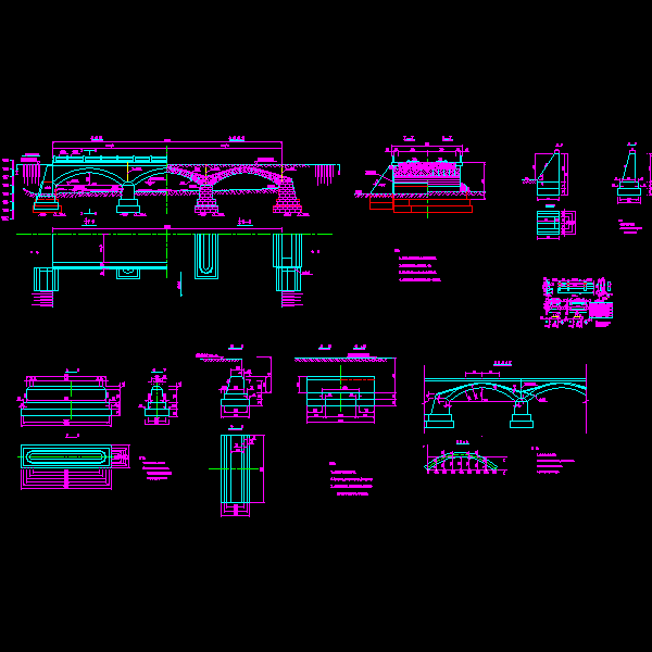 一份石拱桥dwg格式详细设计CAD施工图纸