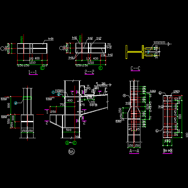 一份组合柱牛腿节点构造详细设计CAD图纸(3)