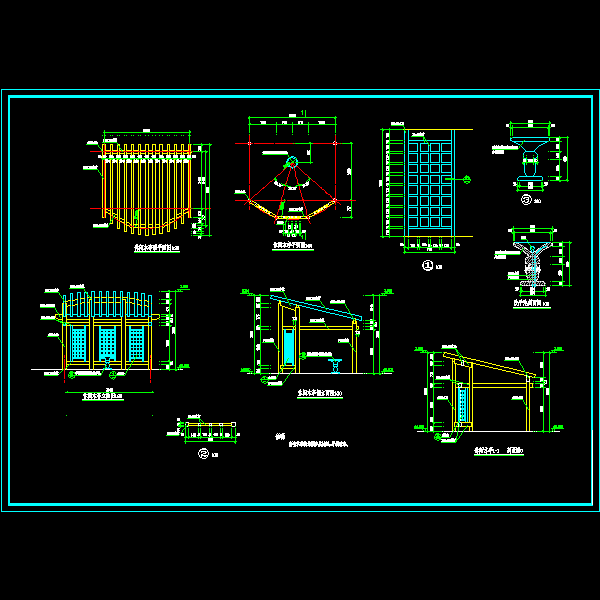 一份休闲木亭dwg格式施工详细设计CAD图纸(节点大样图)