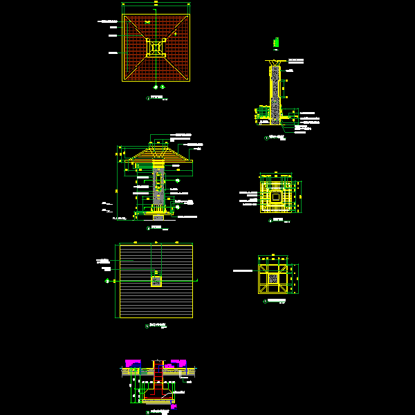 一份特色景观亭dwg格式做法详细设计CAD图纸