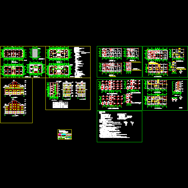 4层框架别墅结构CAD施工图纸(dwg)(6度抗震)(丙级独立基础)