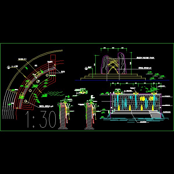 跌水景墙CAD施工图纸(dwg)