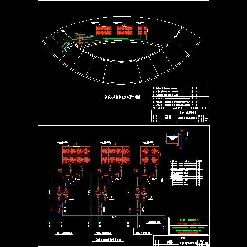 涡旋风冷机组接管平面CAD图纸(dwg)