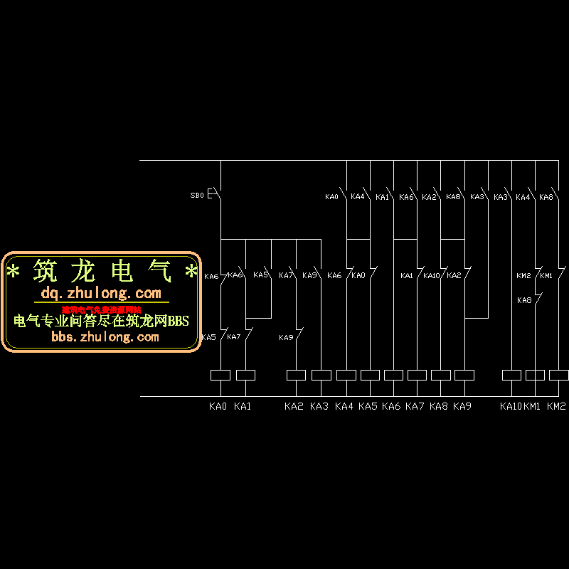 开关控制电机运行CAD图纸(dwg)