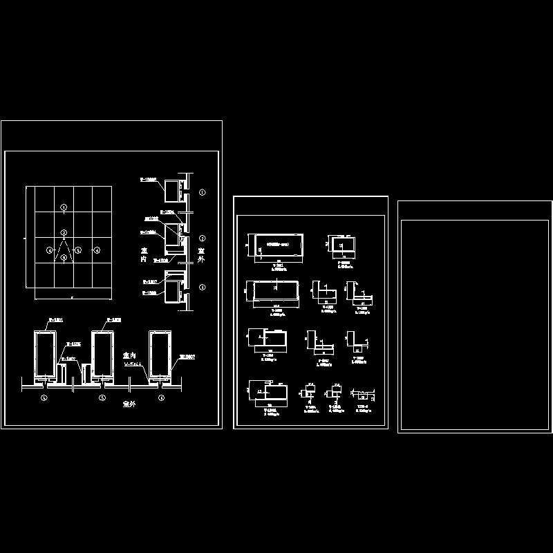 W150隐框幕墙节点CAD详图纸(dwg)