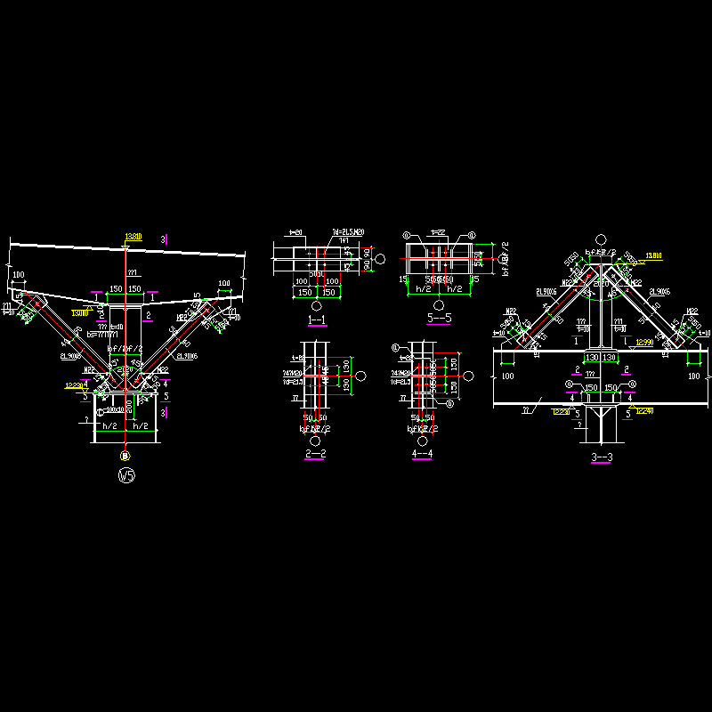 托梁节点构造CAD详图纸(5)(dwg)