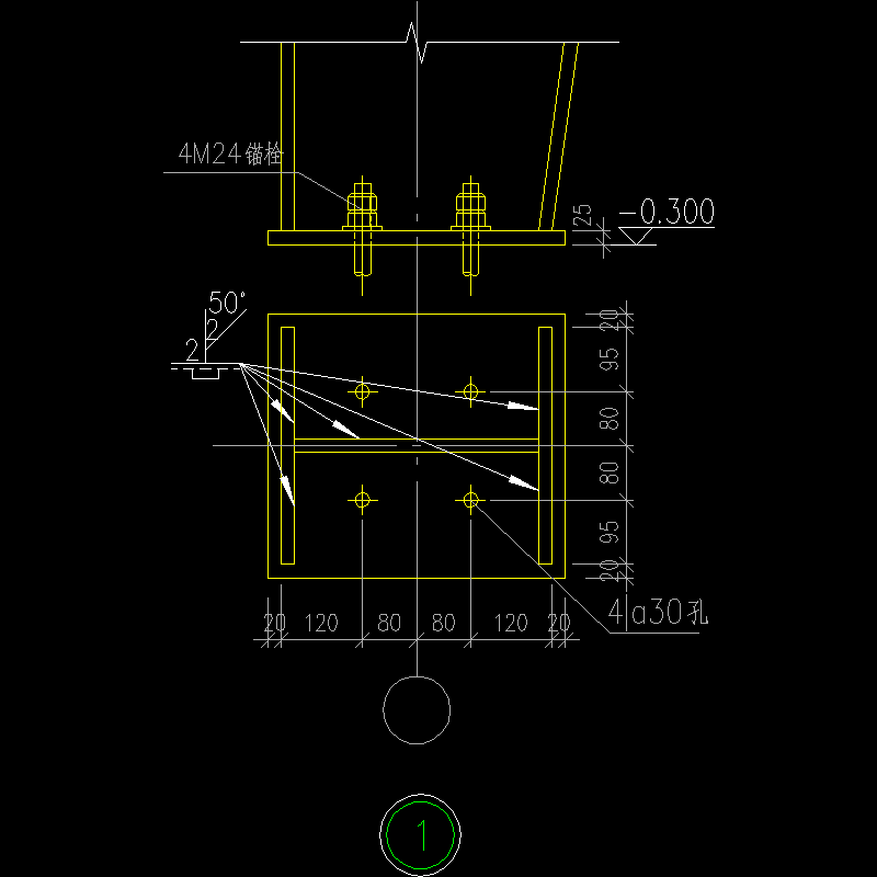 400X350柱脚节点构造CAD详图纸(dwg)