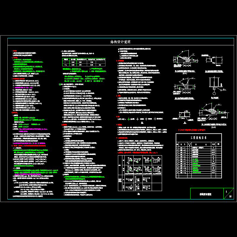 门式刚架厂房结构设计说明(CAD图纸)(dwg)