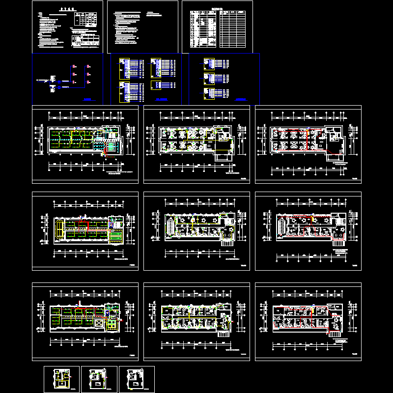 3层办公楼全套CAD图纸（包括说明系统强弱电部分）(dwg)