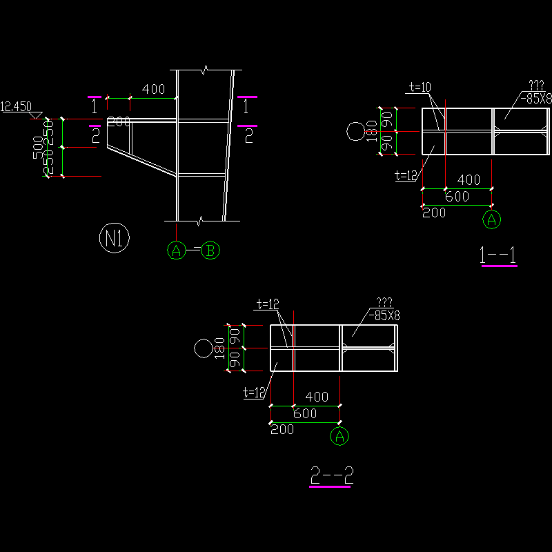 外翼缘贯通节点构造CAD详图纸(3)(dwg)
