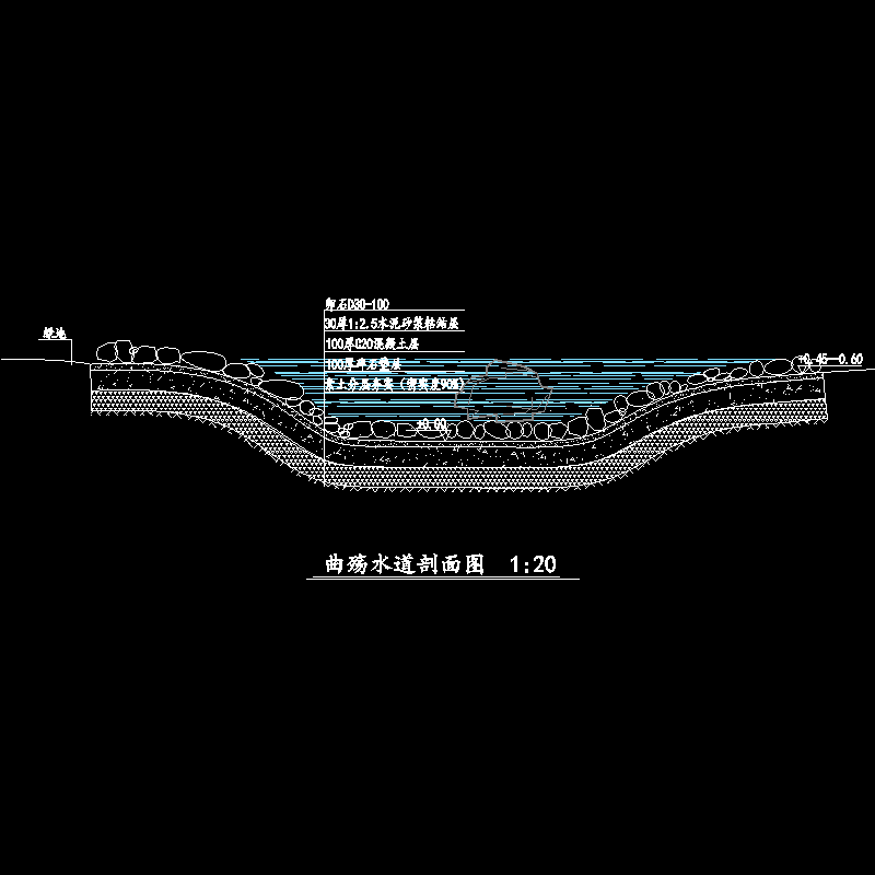 曲殇水道剖面CAD图纸(dwg)