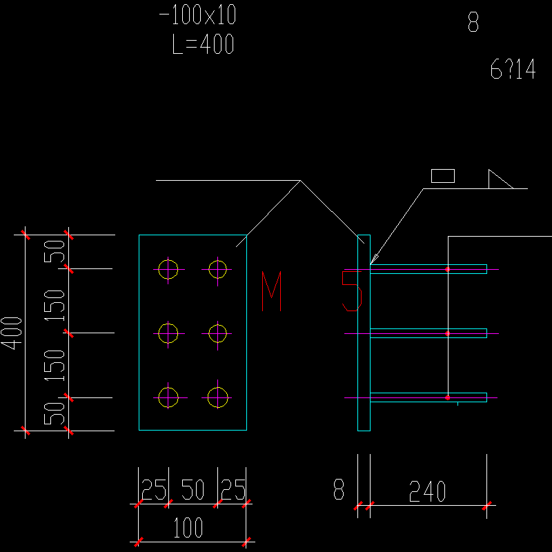 管道预埋铁节点构造CAD详图纸（1）(dwg)