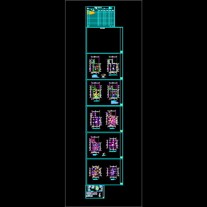 2层框架办公楼结构CAD施工图纸(dwg)