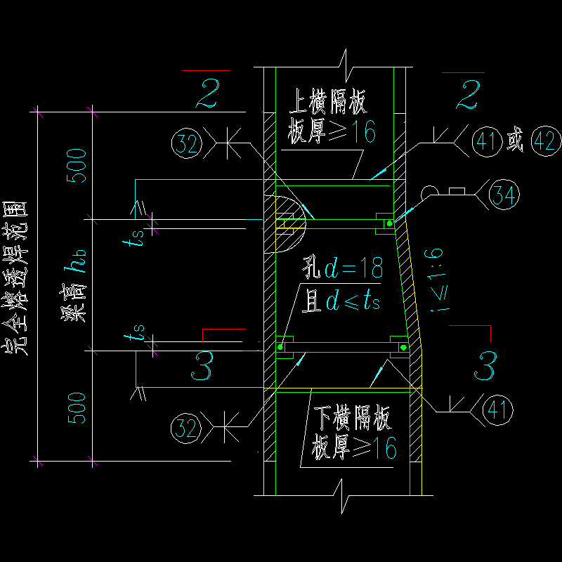 水平加劲肋的节点构造CAD详图纸(3)(dwg)