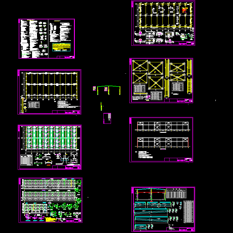 双跨单层厂房结构CAD施工图纸(dwg)(7度抗震)(丙级独立基础)